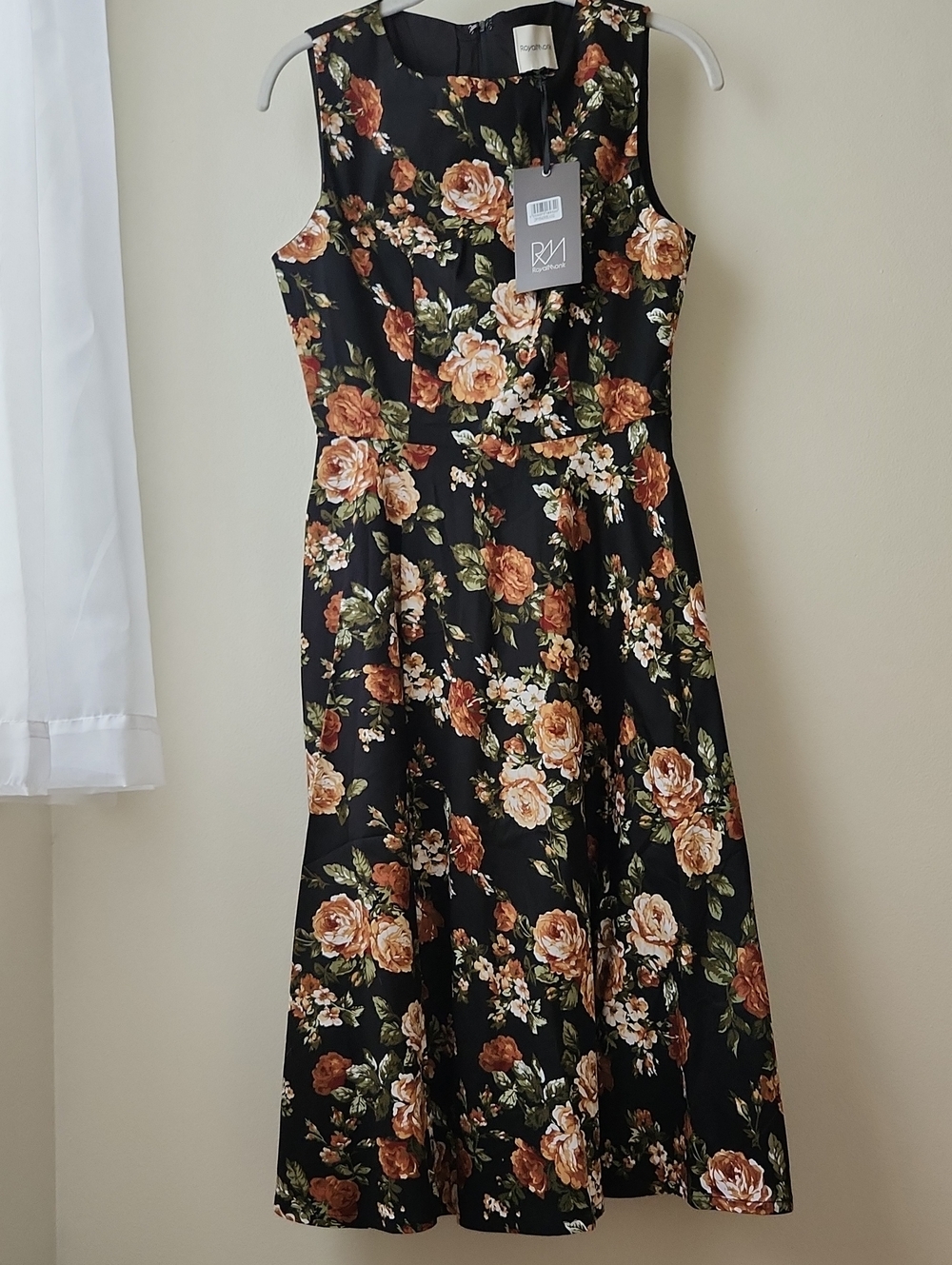 NWT Royal Monk / Modcloth Cotton Dress - Black Floral XS